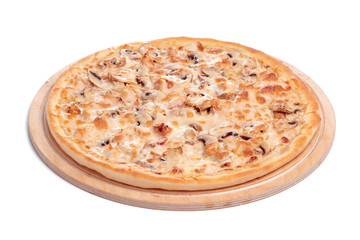 Tasty pizza is isolated on white background