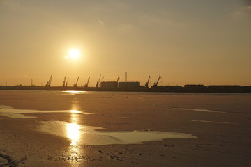 wintertime the city of Astrakhan the Volga river