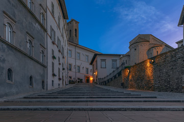 Ancient stairs in the central square of Spoleto