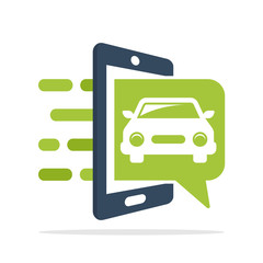 Vector illustration icon with a concept car automotive information access with the mobile app