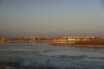 wintertime the city of Astrakhan the Volga river