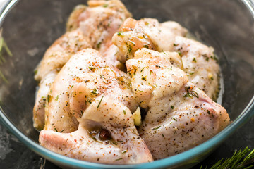 chicken with rice, raw chicken 