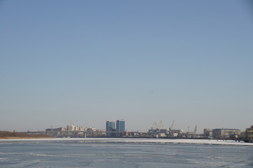 wintertime the city of Astrakhan the Volga river
