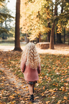 Kid Model, Little Girl In A Park, Autmn Mood, Fashion Kid