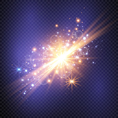 Christmas star, radiance rays from the star. Rays pointing the way. Vector illustration of abstract flare light rays. A set of stars, light and radiance, rays and brightness.