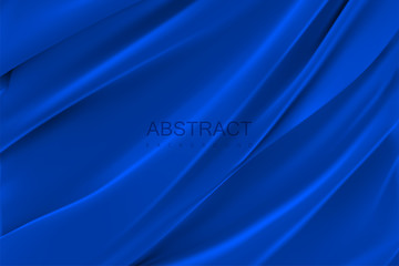 Blue silky fabric. Abstract background.