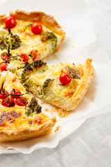 Vegetables quiche sliced