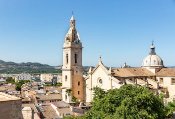 Fototapeta na wymiar a view over Xativa city and the collegiate church, province of Valencia, Spain