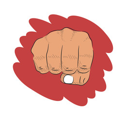 bro fist on blood background in sketchy style
