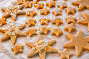 Christmas day. Holidays, Christmas preparations.Baking Christmas cookies.Forms and products for cookies.