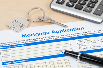 Mortgage application form, financial concept