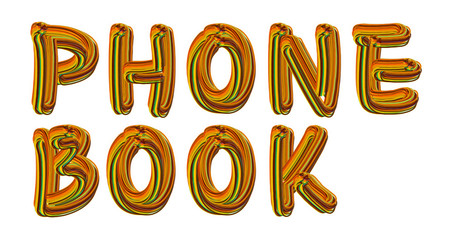 Phone Book - golden tetxt written on white background