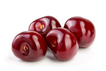 Sweet red cherries isolated on white background macro