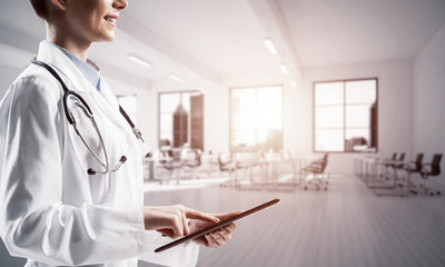 Modern medical industry presented by means of female doctor