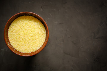 Bulgur is a grain dish. Top view