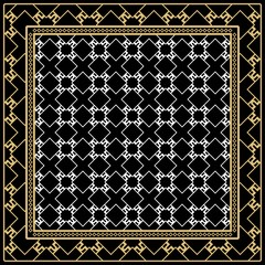 Obraz premium Template Print for Fabric. Pattern of Geometric ornament with Border. illustration. Seamless. For Print Bandana, Shawl, Carpet
