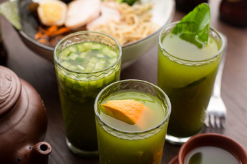 Drink tea match with orange in a restaurant