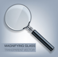 Vector magnifying glass with transparent glass surface