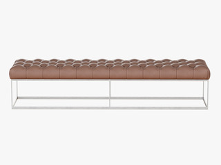 Brown bench capitone on a steel frame 3d rendering
