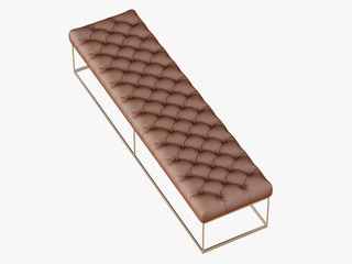 Brown bench capitone on a steel frame 3d rendering