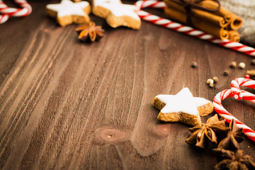 Winter and New Year theme. Christmas tea with spices