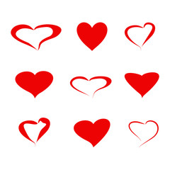 a set of icons hearts love