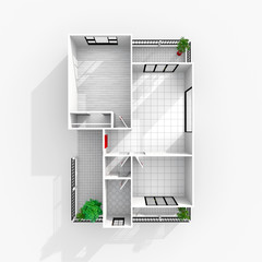 3d interior illustration rendering of empty home apartment