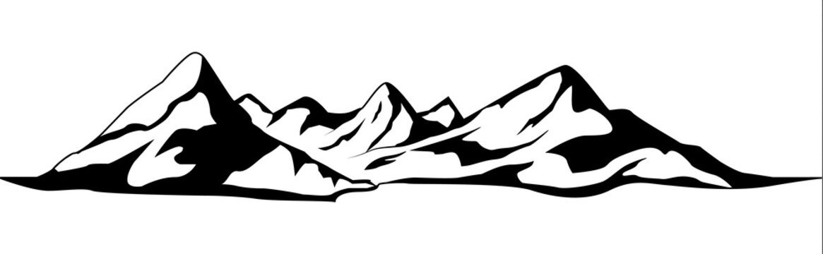 Mountains .Mountain range silhouette isolated. Mountain  illustration
