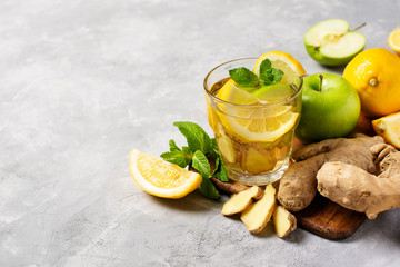 ginger detox and diet drink with lemon and apple