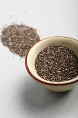 Raw chia seeds close-up