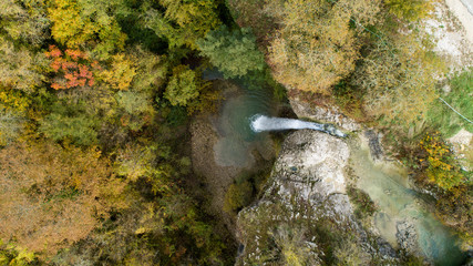 Waterfal on Butonga (Slap na Butongi) is a favourite tourist destination in Istria, Croatia. The waterfall is around 10-meters high.