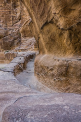 Water pipeline in Al-Siq main entrance canyon to Petra, Jordan
