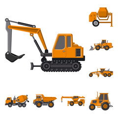 Isolated object of build and construction sign. Collection of build and machinery vector icon for stock.