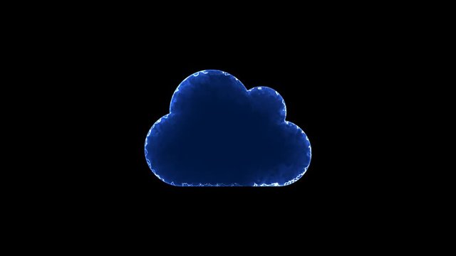 Symbol cloud. Blue Electric Glow Storm. looped video. Alpha channel black