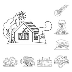 Vector design of natural and disaster sign. Set of natural and risk stock vector illustration.