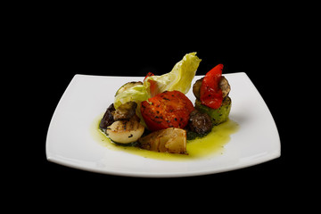 food on black background