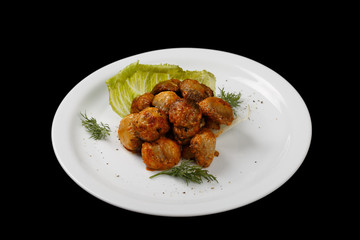 food on black background