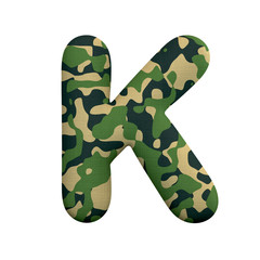 Army letter K - Capital 3d Camo font - Army, war or survivalism concept