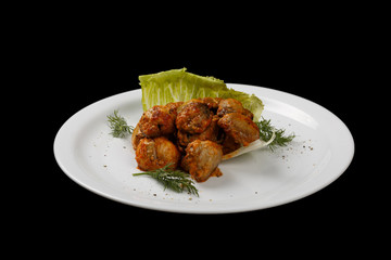 food on black background