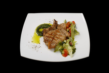 food on black background