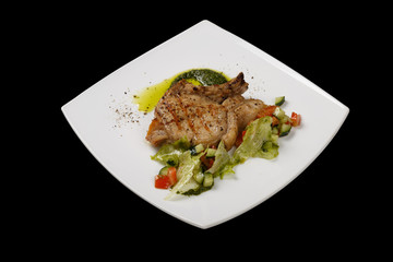 food on black background