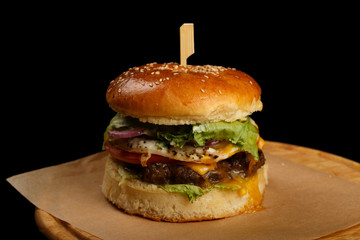 food on black background