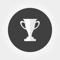 trophy award icon in flat style, isolated vector illustration on gray transparent background