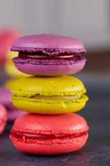 macaroons on a dark table