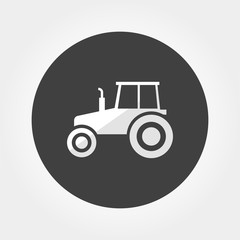 Flat tractor on gray background. tractor icon - vector illustration. Agricultural - transport for farm in flat style.