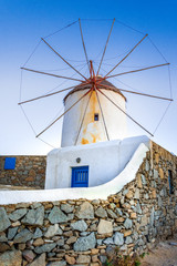 Obraz na płótnie Canvas Traditional greek windmills on Mykonos island, Cyclades, Greece