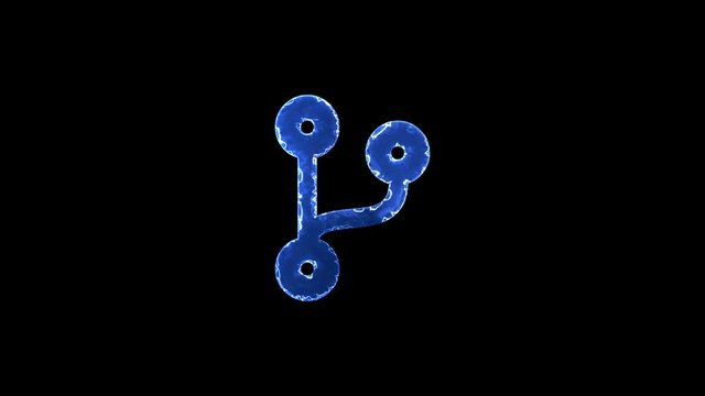 Symbol code branch. Blue Electric Glow Storm. looped video. Alpha channel black