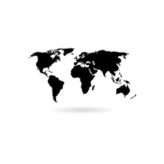 Black Blank world map icon or logo
