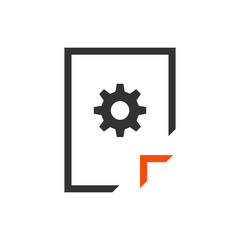 Document Management icon. Information File with Cogwheel sign. Paper page concept symbol. File Management Vector Illustration.
