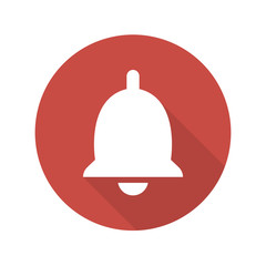 Bell Icon in trendy flat style isolated on red background. Notification symbol for your web site design, logo, app, UI. Vector illustration, EPS 10.
